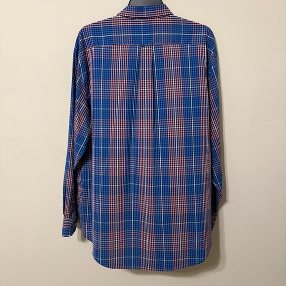 Izod Men's Casual Blue and Red Checkered Shirt - Picture 3 of 7